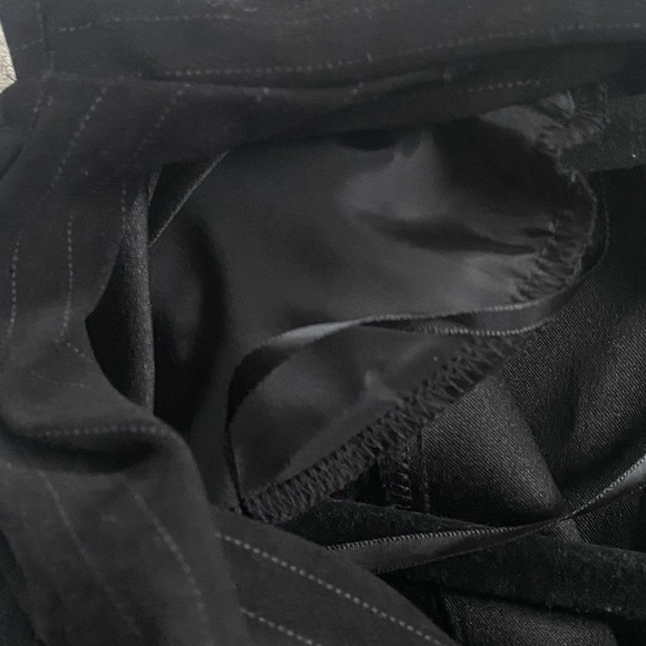 Vtg Y2K Fashion Bug Black White Pinstriped Fitted Long Suit Blazer Soft Jacket S - Picture 11 of 11